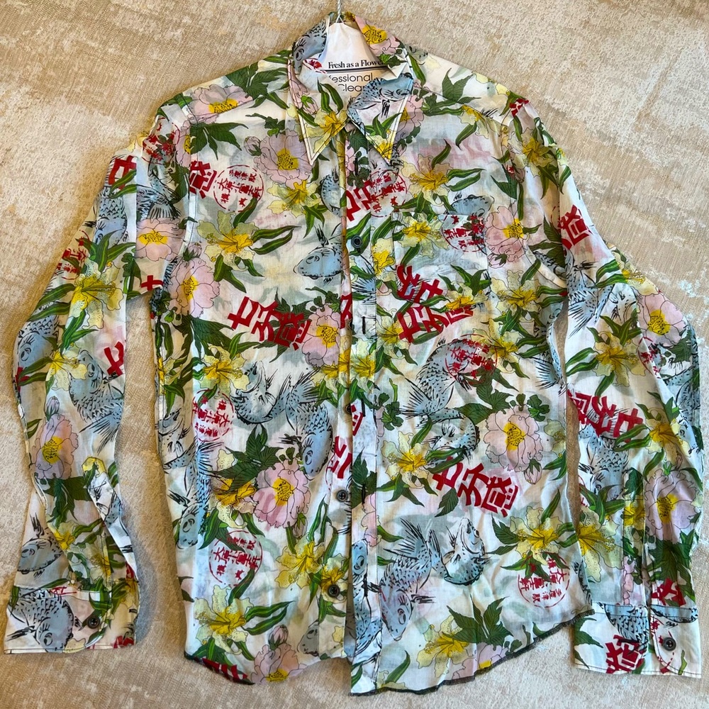 Enrage Silk Japanese Style Button Down